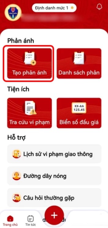 Bạn cũng có thể tạo phản ánh vi phạm giao thông