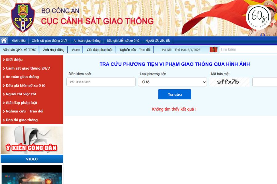 Bạn có thể tra cứu hành vi vi phạm trên các website của CSGT